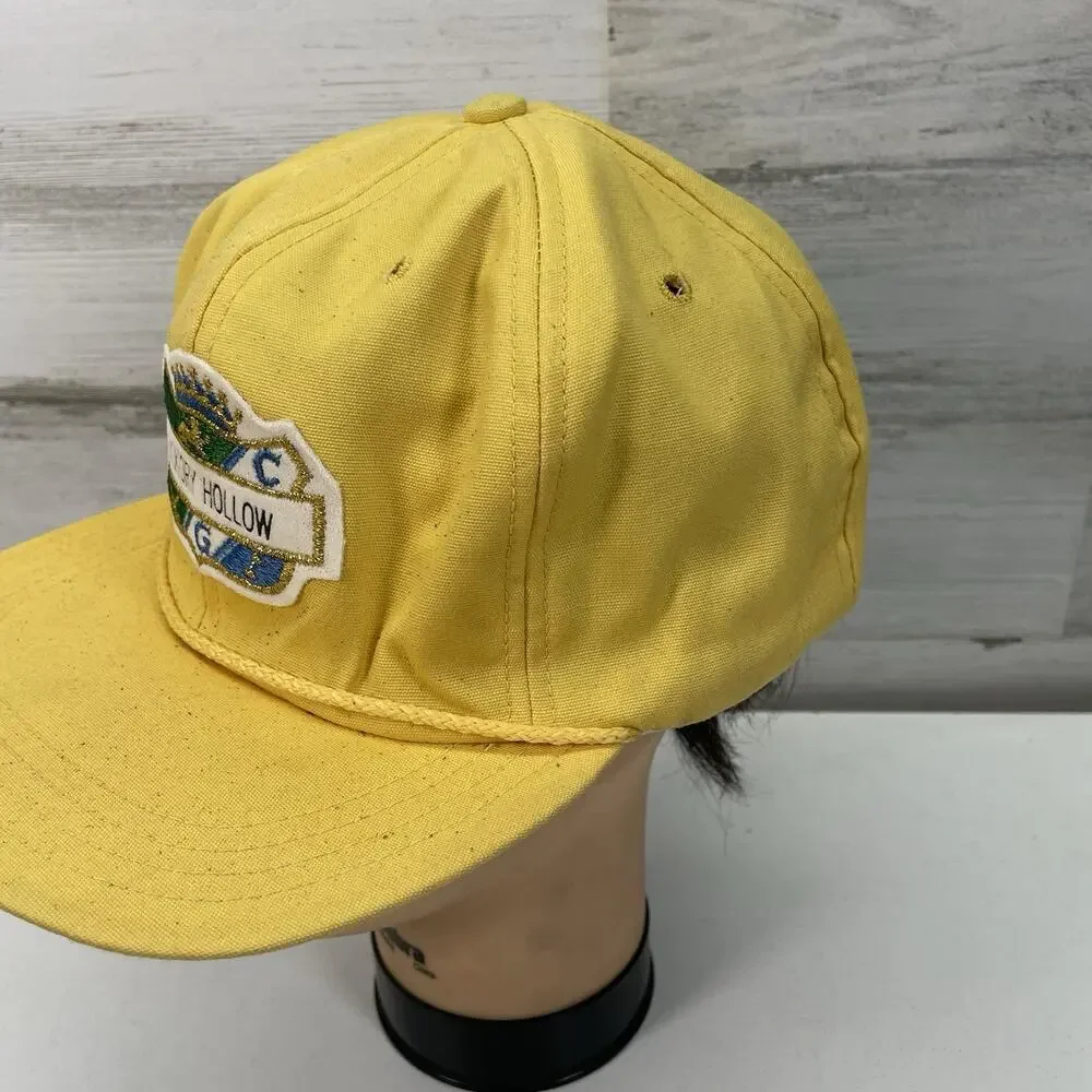 Vintage Hickory Hollow Golf Club Yellow Adjustable Strapback Baseball‎ Hat Cap
